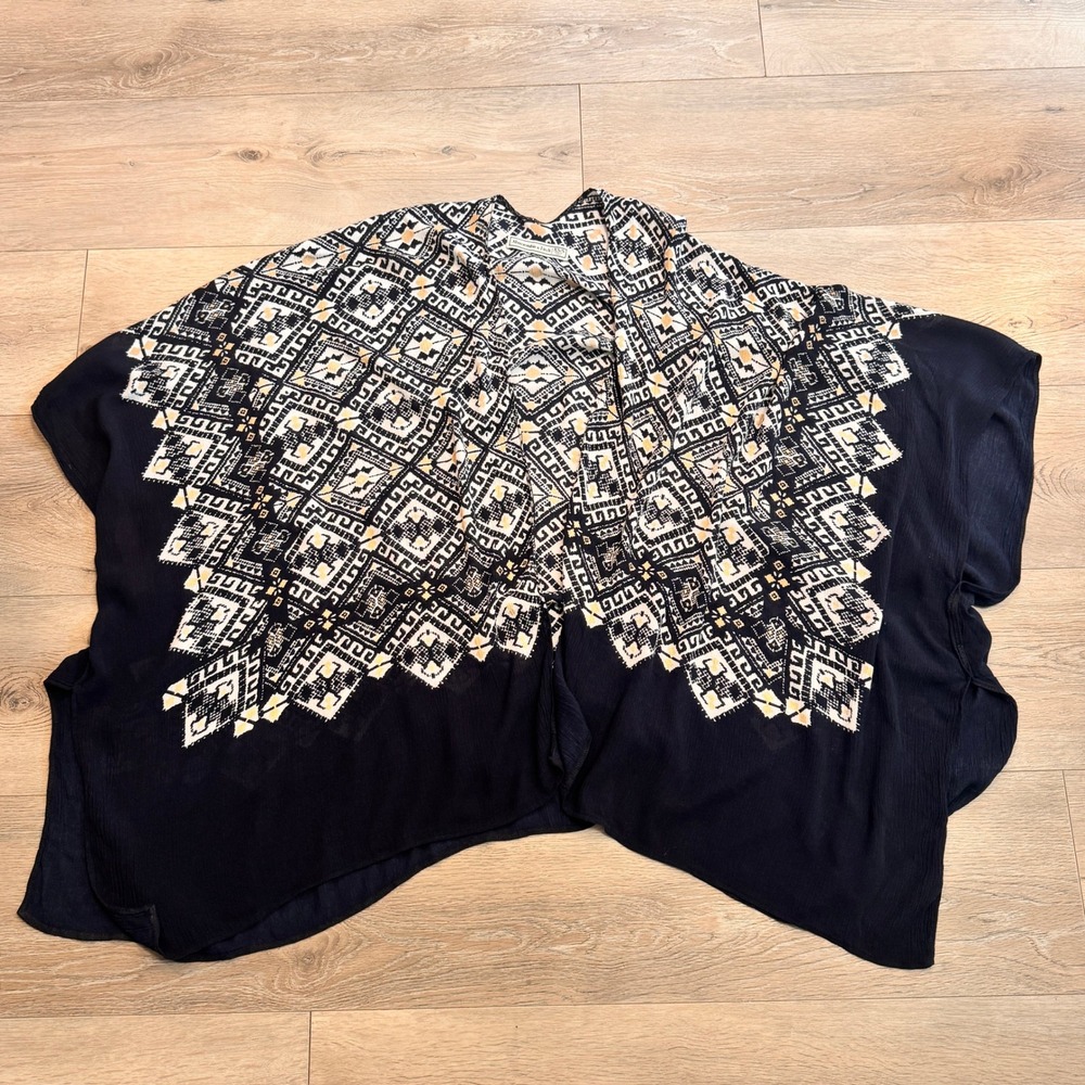 Abercrombie & Fitch Kimono‎ Topper Aztec Print Open Front Top Blue XSmall/Small